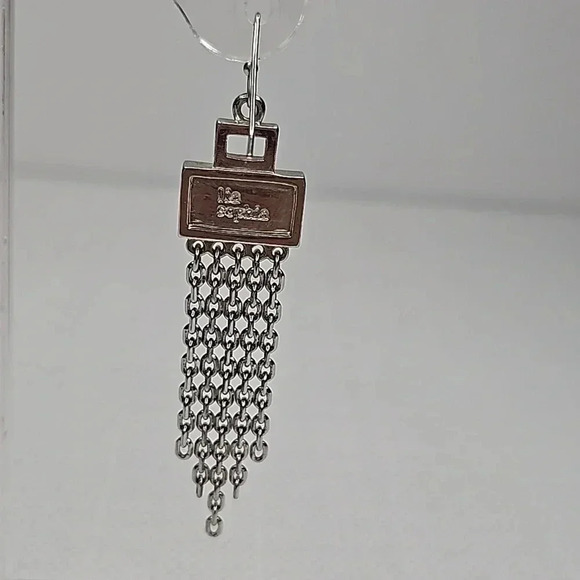 Lia Sophia Statement Earrings with Gray Rectangle & Silver Chain Link Dangles - Picture 13 of 13